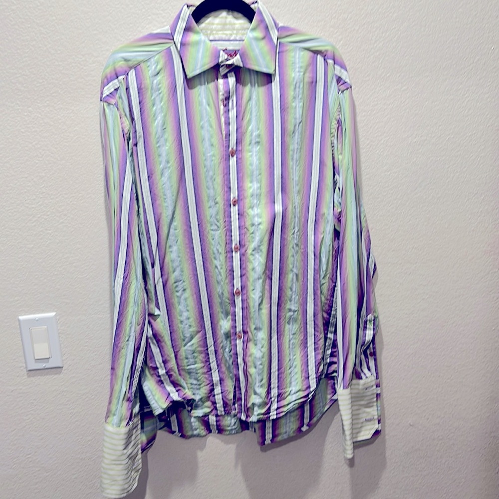 Robert‎ Graham Button Shirt Mens Size XL Double/French Cuff